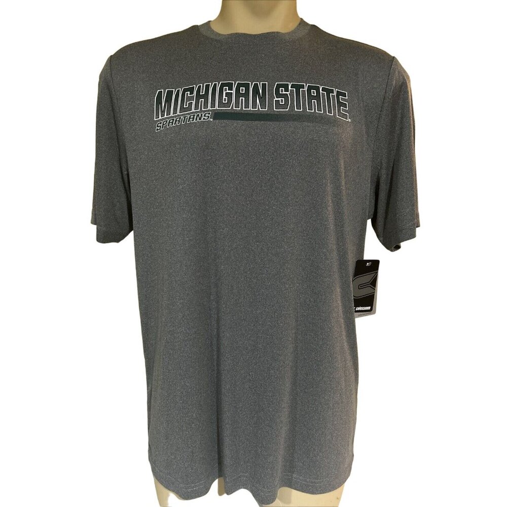 Michigan State Spartans Gray Performance Athletic Shirt Colosseum Large New